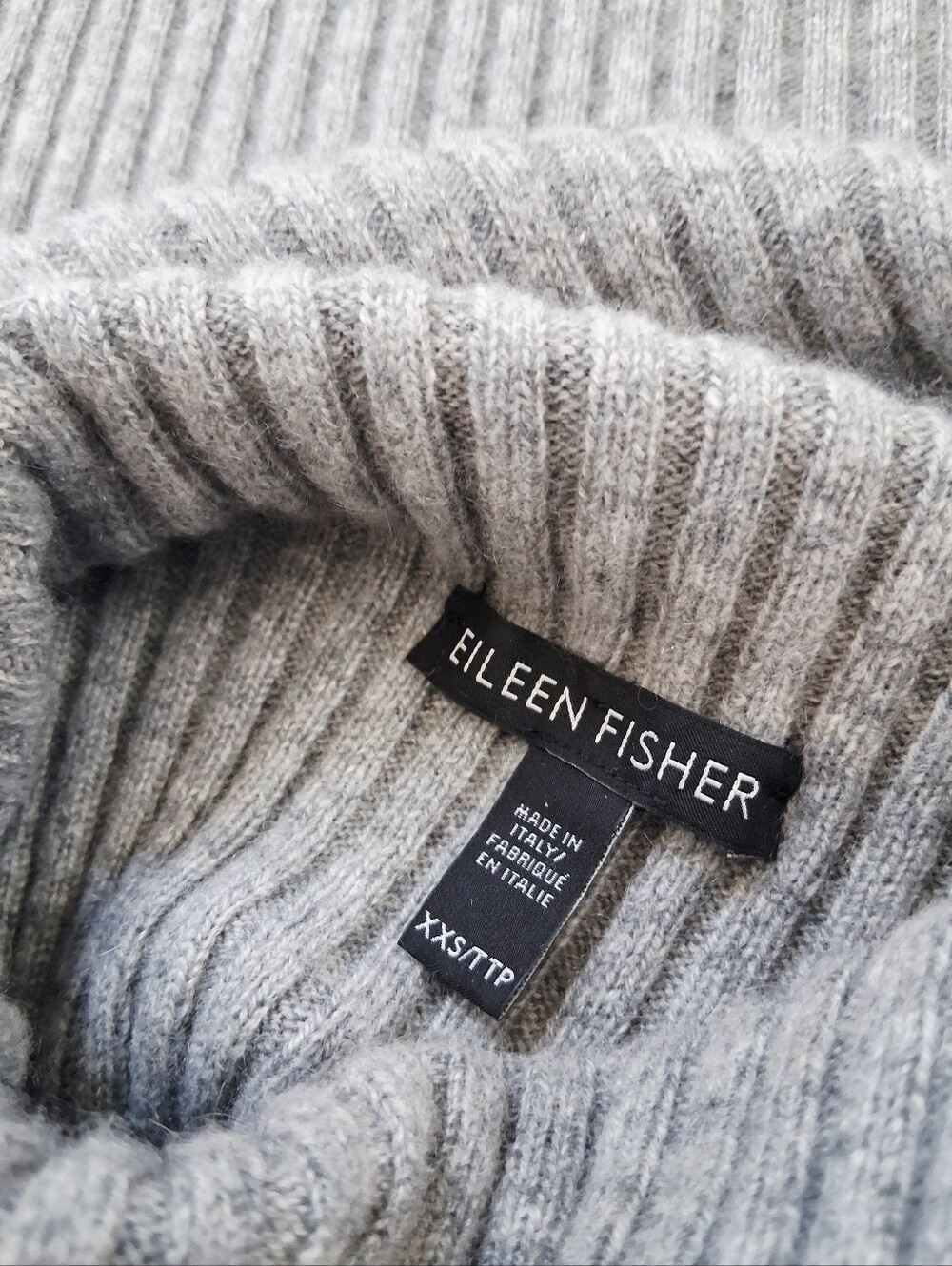 Eileen Fisher Cashmere Rib Knit Turtleneck Tunic Sweater Quiet Luxury Minimalist - Picture 4 of 11